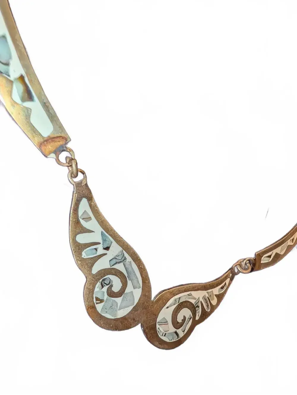 Vintage Alpaca Mexico and Enamel Decorative Necklace